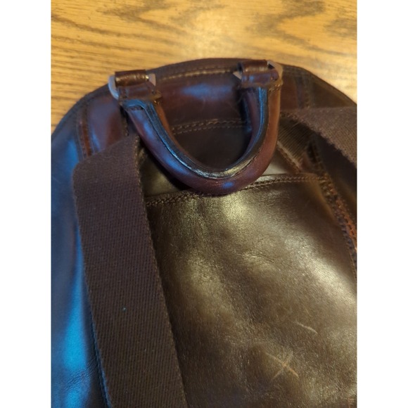 Vintage Cole Haan Backpack Dark Brown Pebbled Leather Bag - Picture 6 of 14